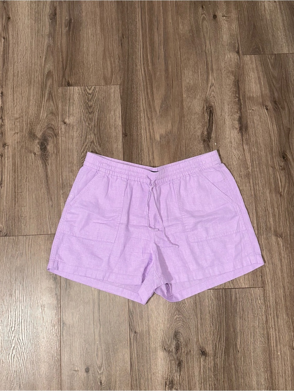 J. Crew Linen Blend Shorts Pockets Lilac Color Drawstring Lightweight